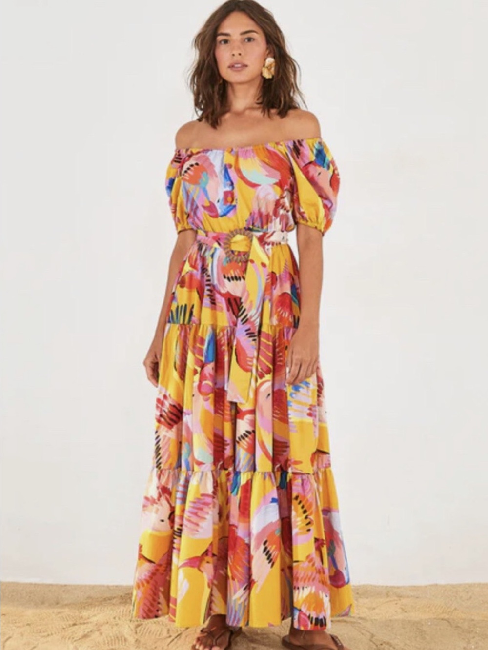 FARM Rio Macaw Puff Sleeve Maxi